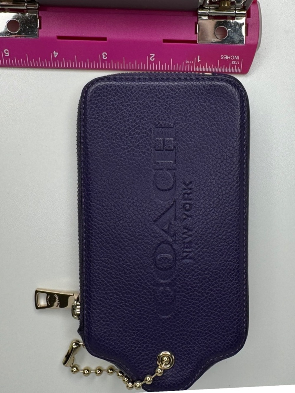 COACH HANGTAG WRISTLET MULTIFUNCTION CASE LEATHER F52390 PURPLE WALLET - Picture 11 of 13